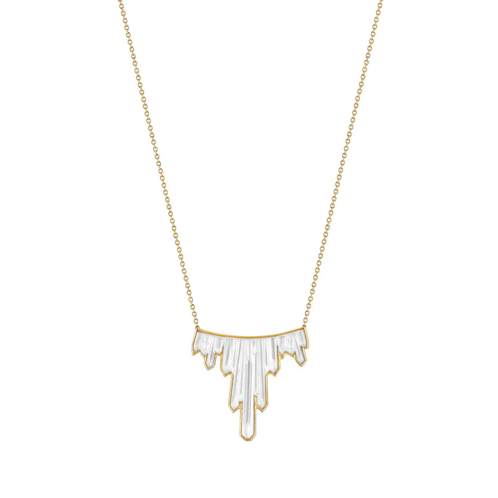 Lalique Clear Terramineral Gold Necklace 3 crystals
