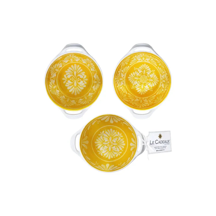 Paloma Yellow Bowls Mini Handled Le Cadeaux