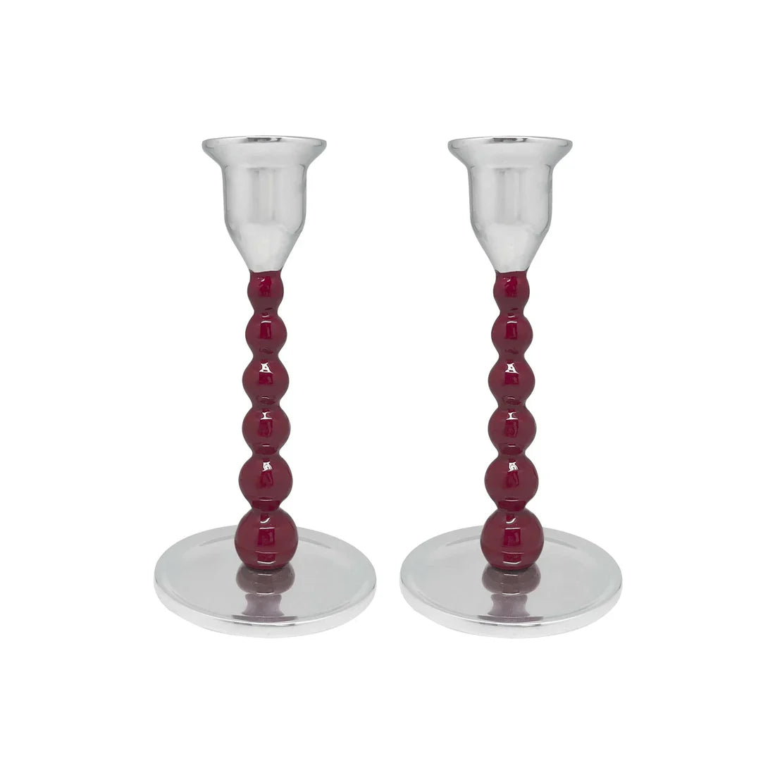 Mariposa Candlestick Set - Pearled - Red - Small