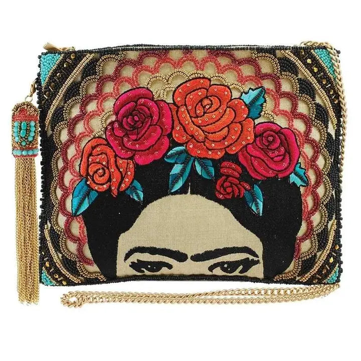 Mary Frances Frida Beaded Embroidered Frida Kahlo Crossbody Handbag