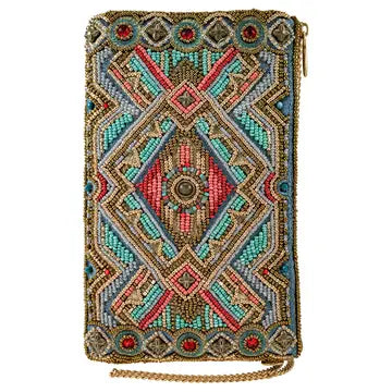 Mary Frances Native Girl Beaded Southwestern Themed Crossbody Phone Bag