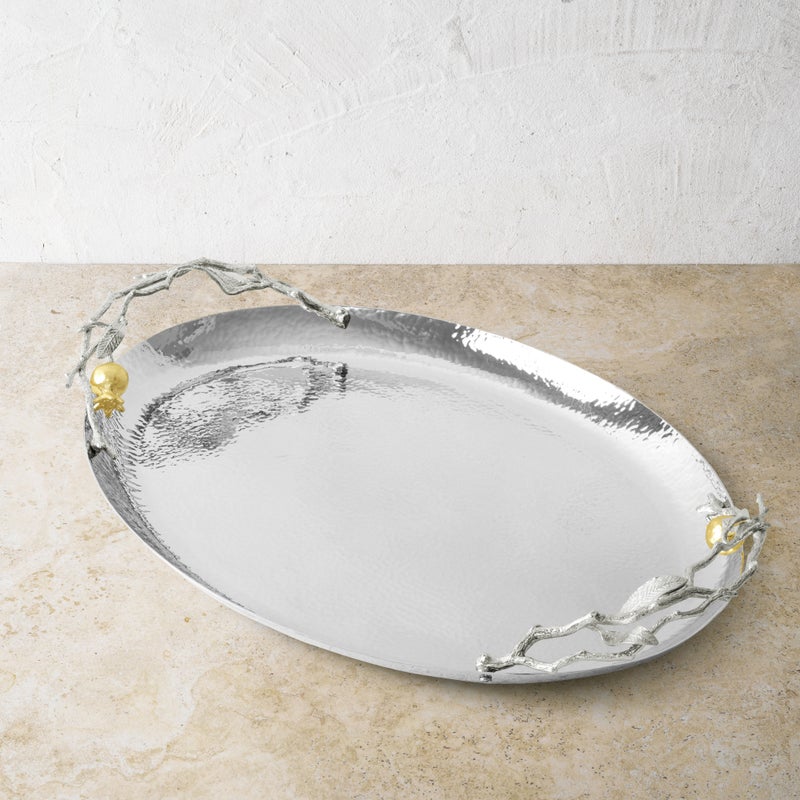 Michael Aram Oval Tray Pomegranate Silver & Gold