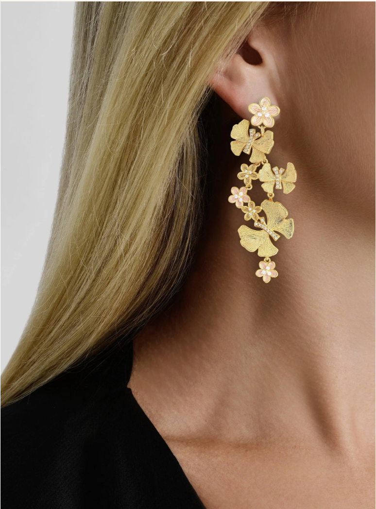 Anabel Aram Butterfly With Flowers Dangle Earrings