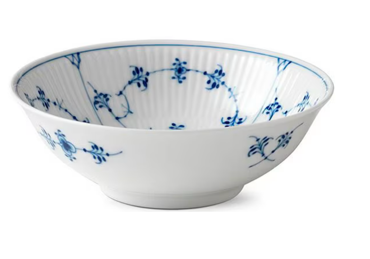 Royal Copenhagen Blue Fluted Plain Floral Motif Pattern Porcelain Cereal Bowl