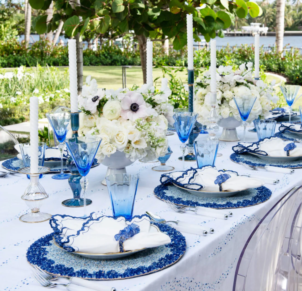 KIM SEYBERT Pop Rocks Napkin Ring in Navy & Blue, Set of 4