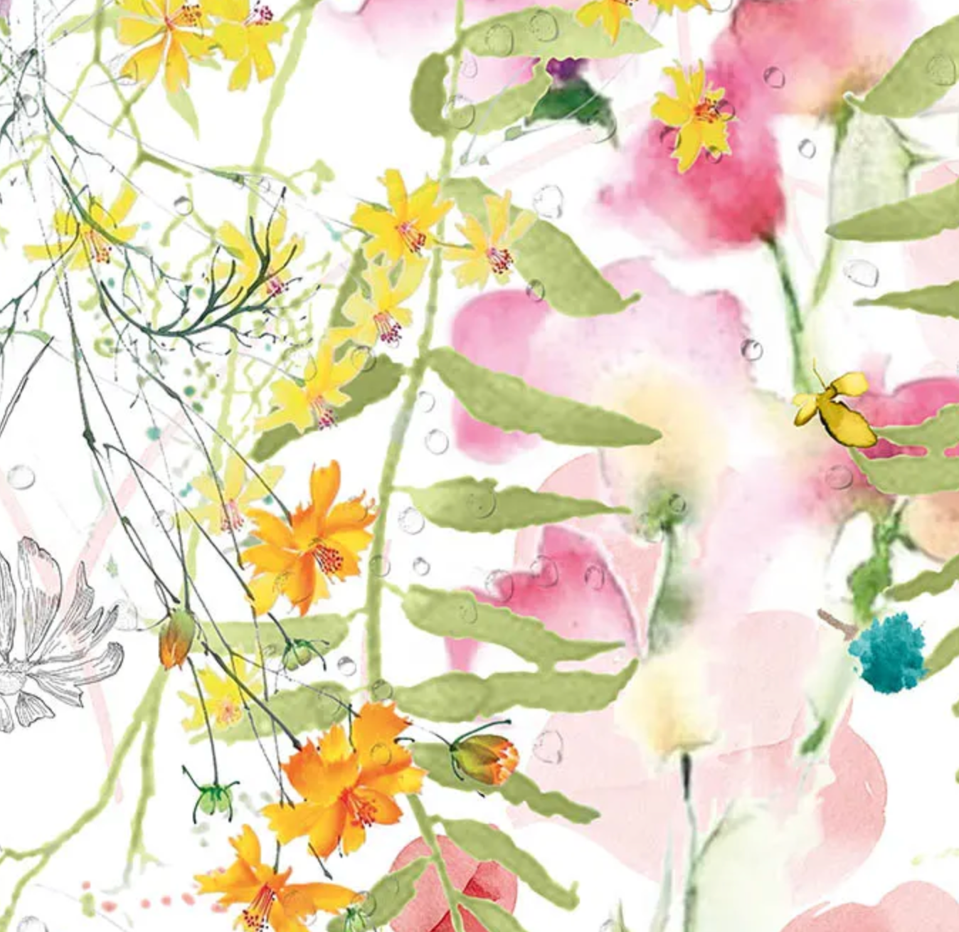 Garnier Thiebaut Rosee Du Matin Printemps Napkin, Cotton-Linen Blend Set of 4