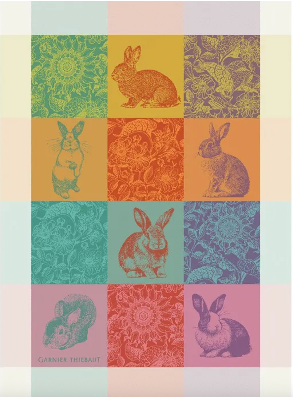 Garnier Thiebaut Les Lapins Printemps Jacquard Kitchen Towel