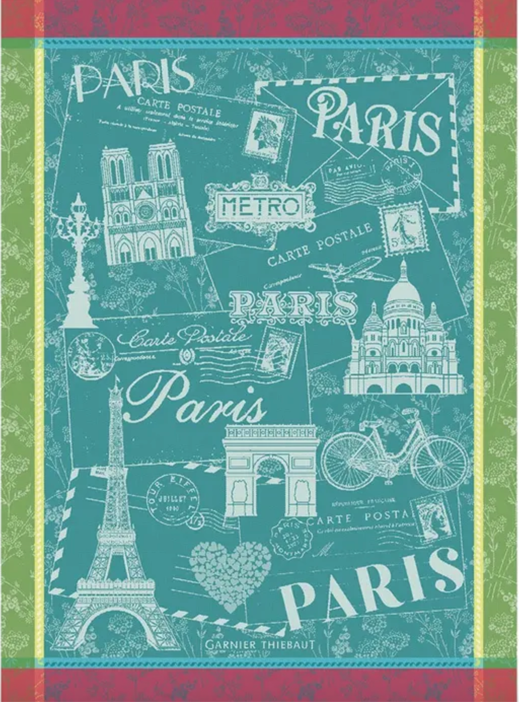 Garnier Thiebaut Carte De Paris Emeraude Jacquard Kitchen Towel