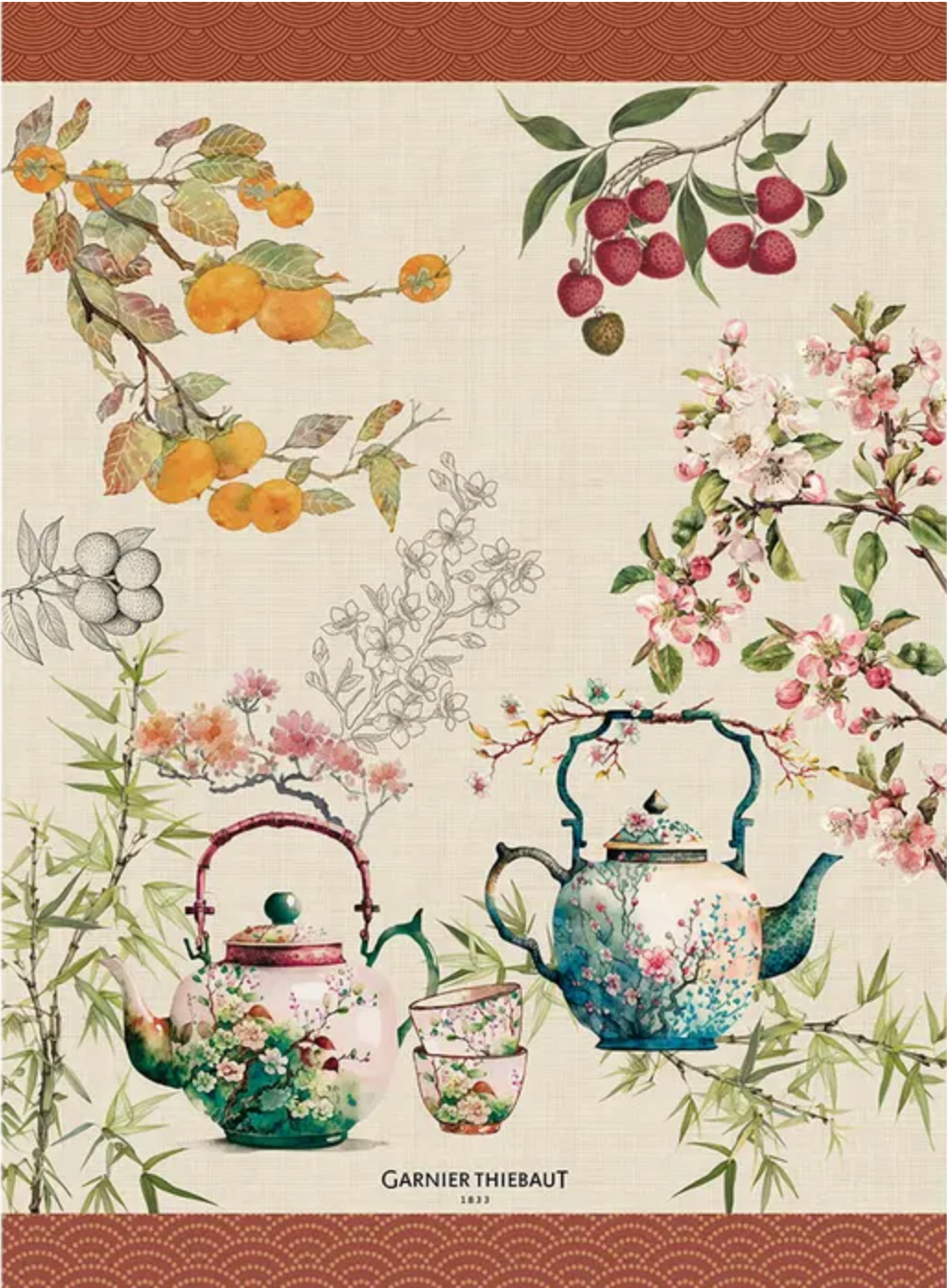 Garnier Thiebaut Theieres Rouille Kitchen Towel, Cotton-Linen Blend