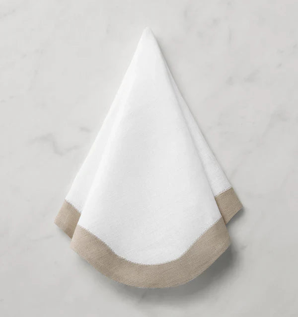 Sferra White/Nat Ondulato Dinner Napkins Set of 4
