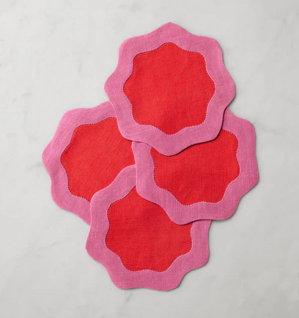 Sferra Poppy Ondulato Cocktail Napkins Set of 4