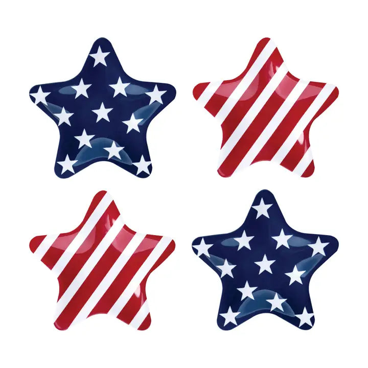 Patriotic Star Melamine 8" Plate Set of 4