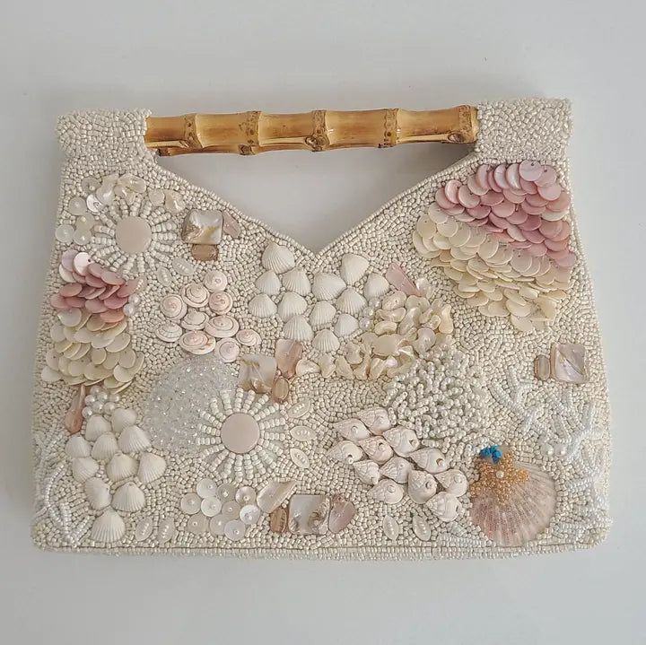 Tiana Designs Shell Clutch with Bamboo Handles