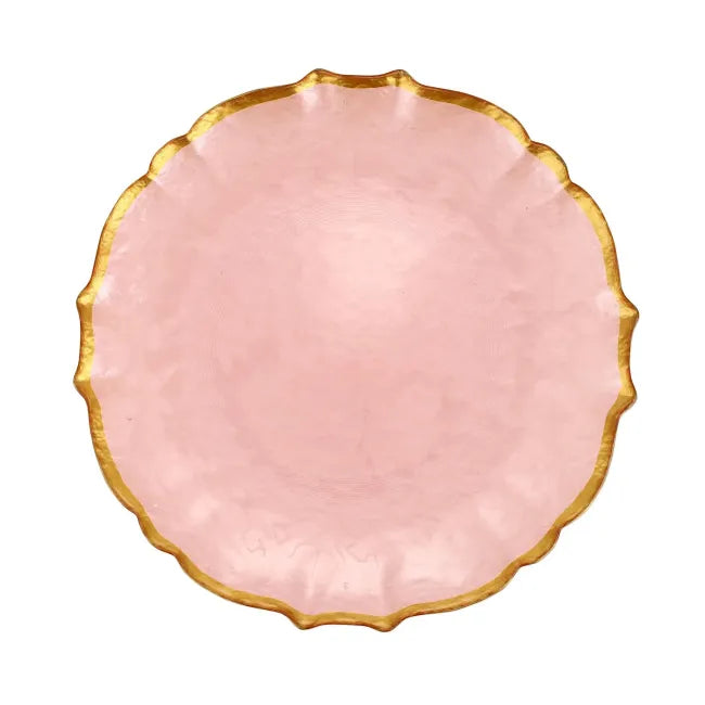 Vietri Baroque Glass Dinner Plate - Pink