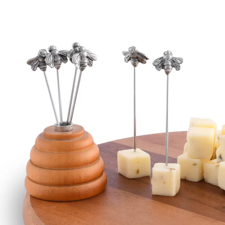 Vagabond House Hive of Bees Cheese Pick Set