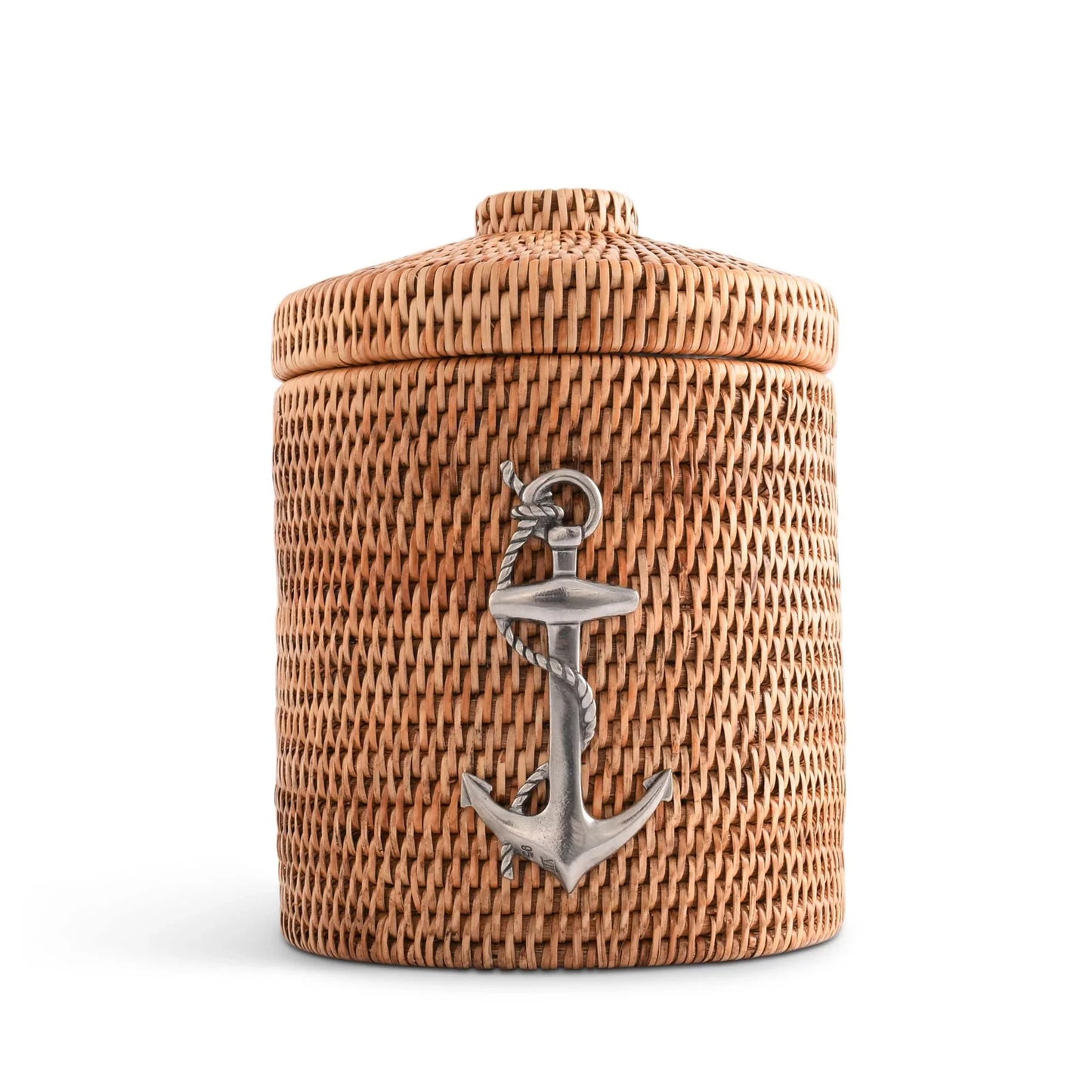 Vagabond House Anchor Lidded Ice Bucket Hand Woven Wicker Rattan