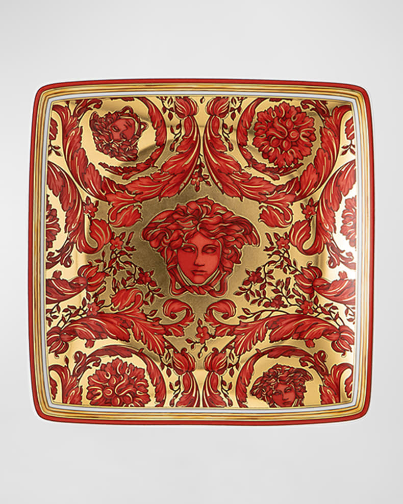 Versace Medusa Red Garland Canape Dish 5"