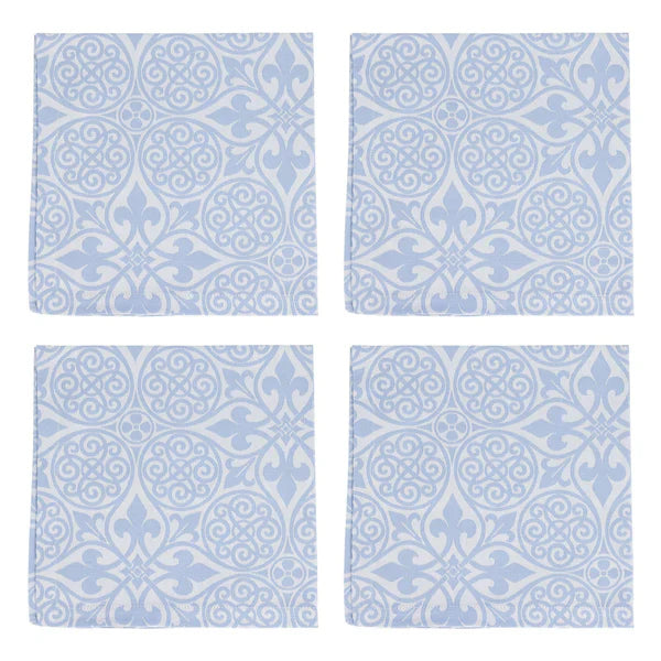 Vietri Set of 4 Blue Damask Napkins
