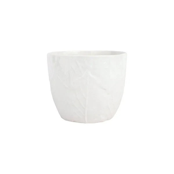 Vietri Cachepot White Garden Embossed Leaves Viva