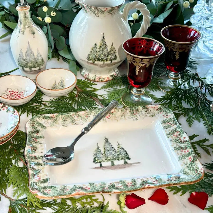 Arte Italica Natale Scalloped Medium Rectangular Tray