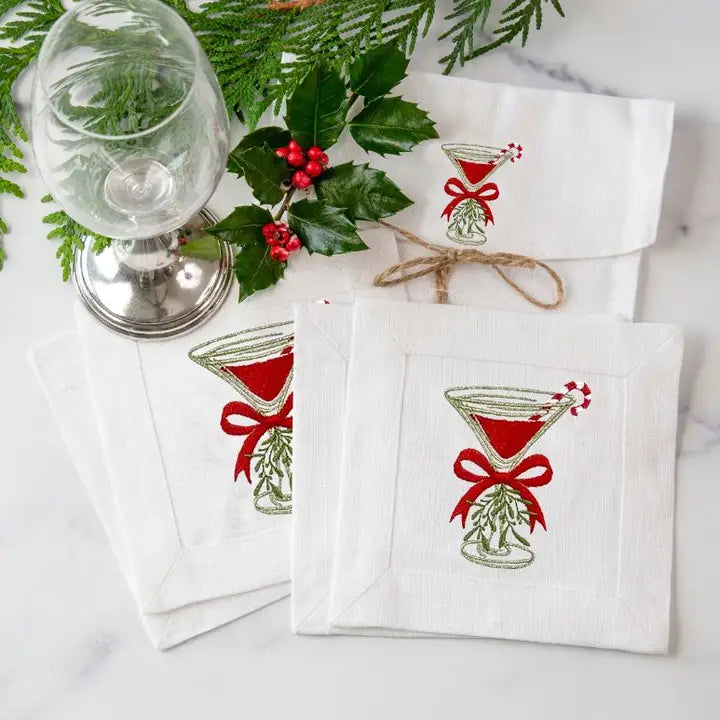Arte Italica Christmas Cosmo Cocktail Napkin Set