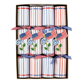 Caspari Crackers: Flags and Hydrangeas Celebration - 8 Per Box