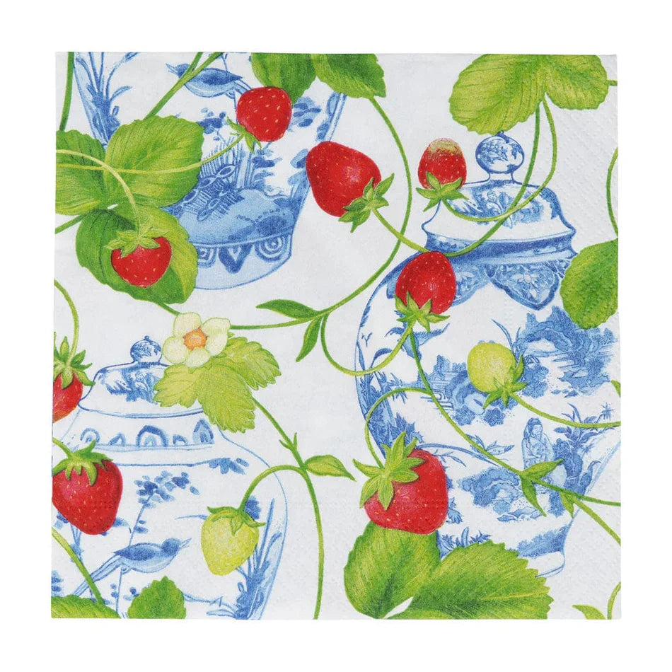 Caspari Strawberries And Cream Luncheon Napkins