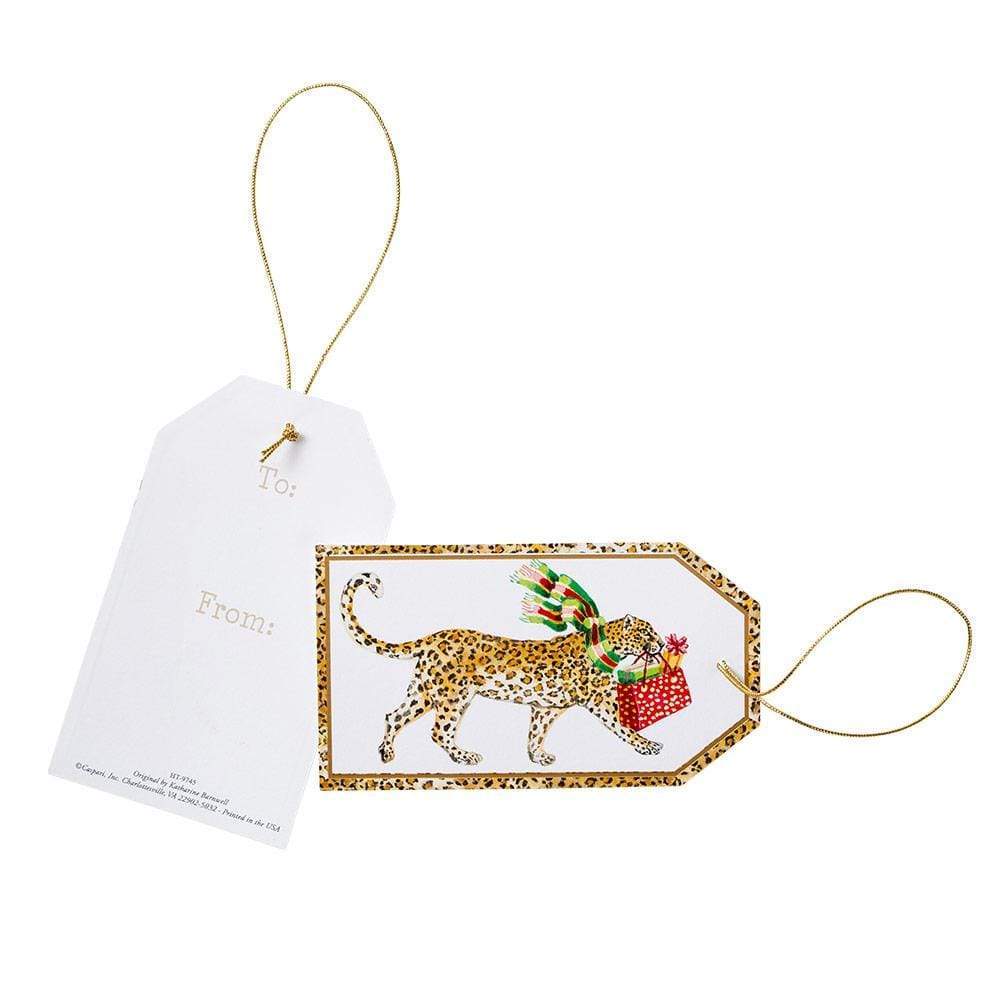 Caspari Hanging Gift Tags: Leopards in Snow Classic