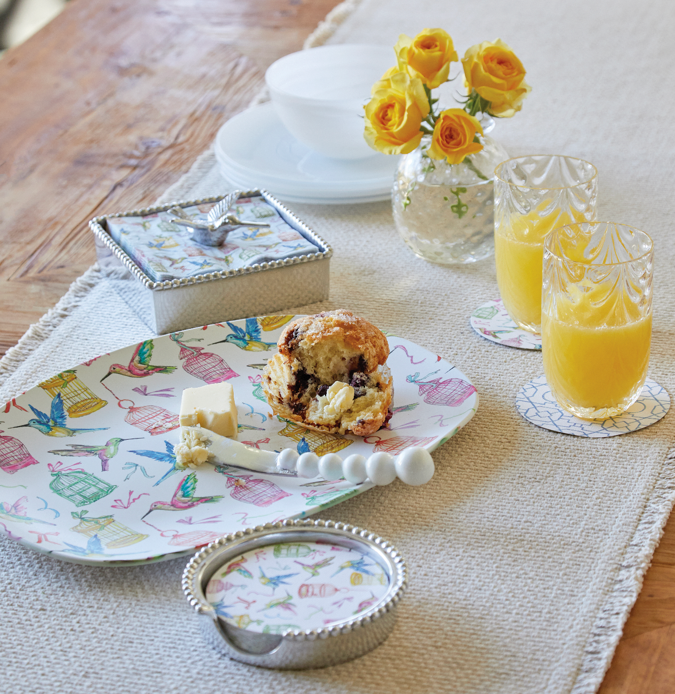 Mariposa Platter - Hummingbird and Birdcages