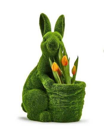 Two's Company Moss Bunny with Basket in Front