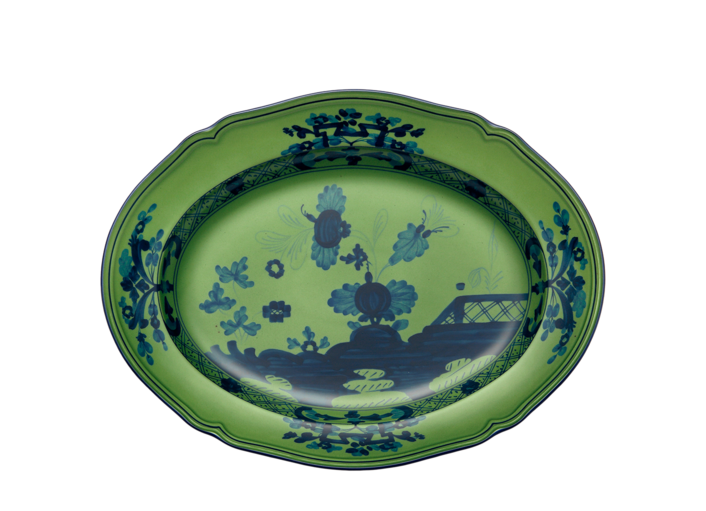 Ginori 1735 Oriente Italiano Oval Platter 13.5" - Malachite (Green)
