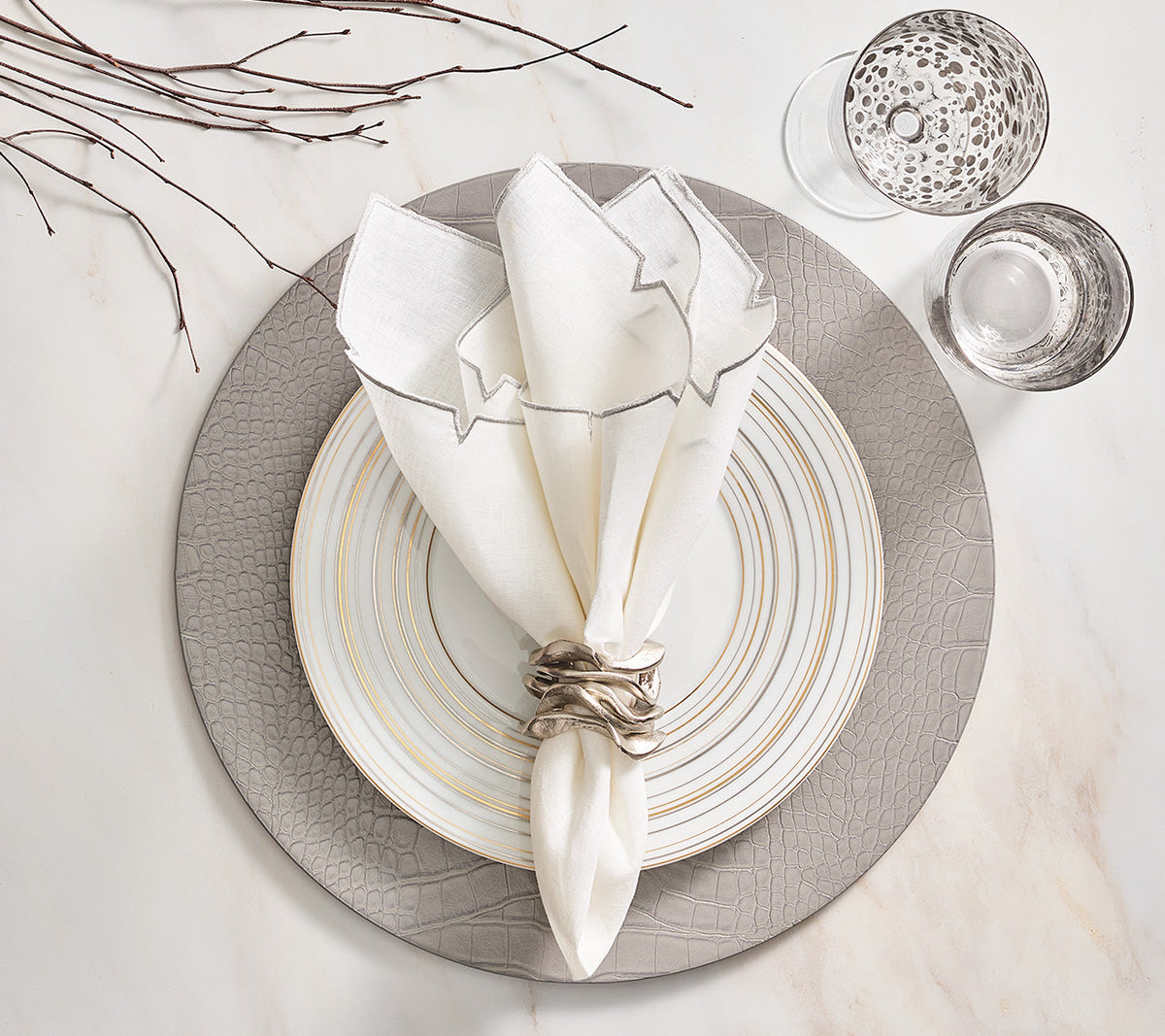 Kim Seybert Placemats: Croco in Gray, Set of 4