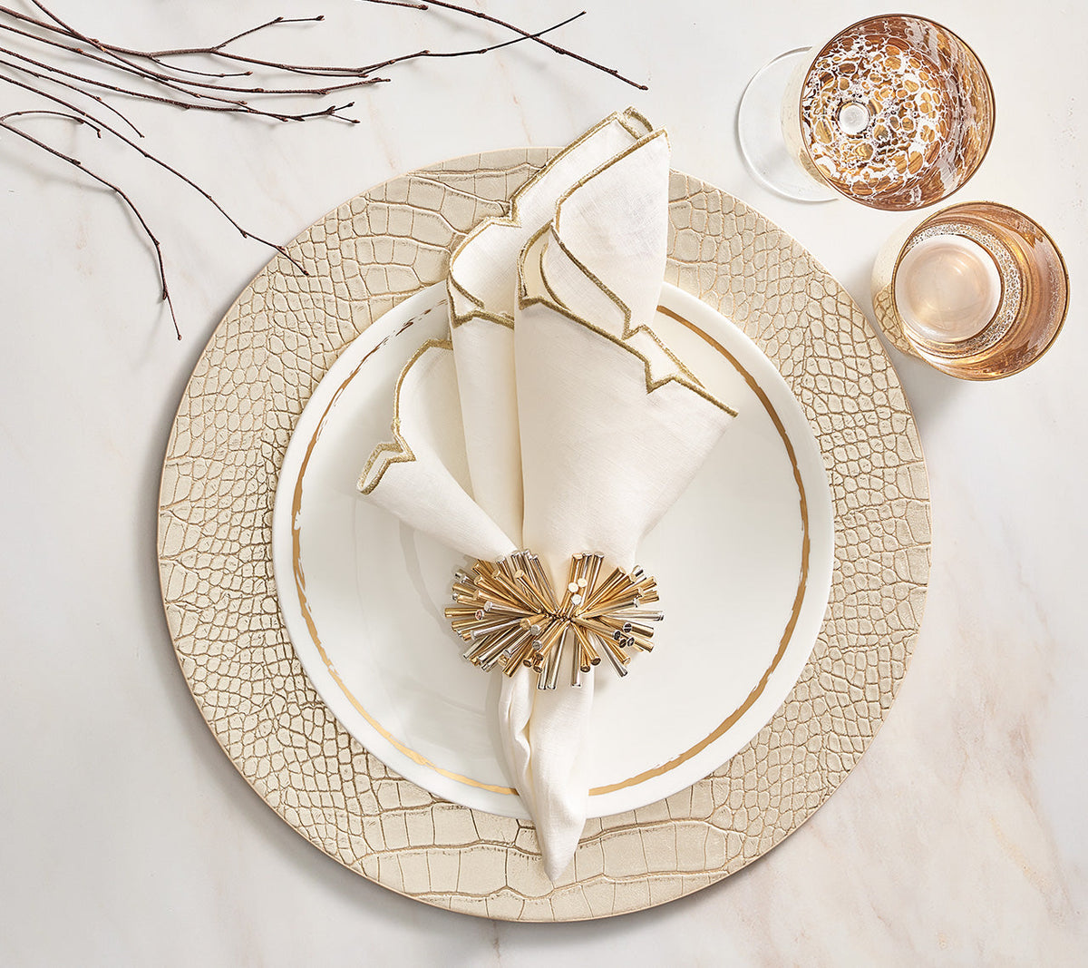 Kim Seybert Placemats: Croco in Gold, Set of 4