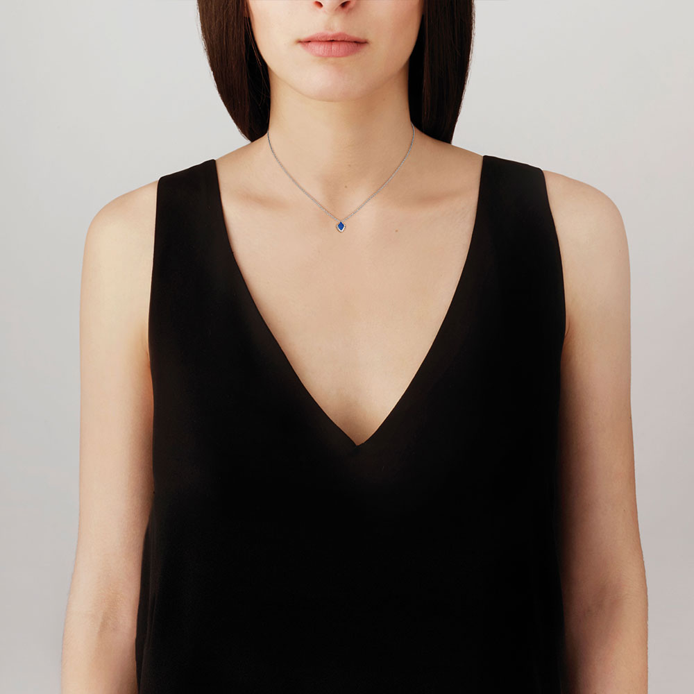 Lalique Necklace - Paon Pendant - Small Blue/Silver