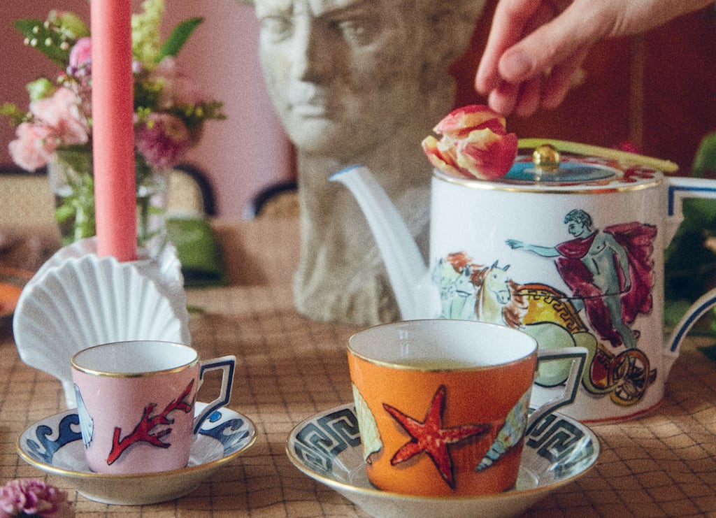 Ginori 1735 Il Viaggio Di Nettuno Coffee Cups with Saucers - Set of 2 - Pink