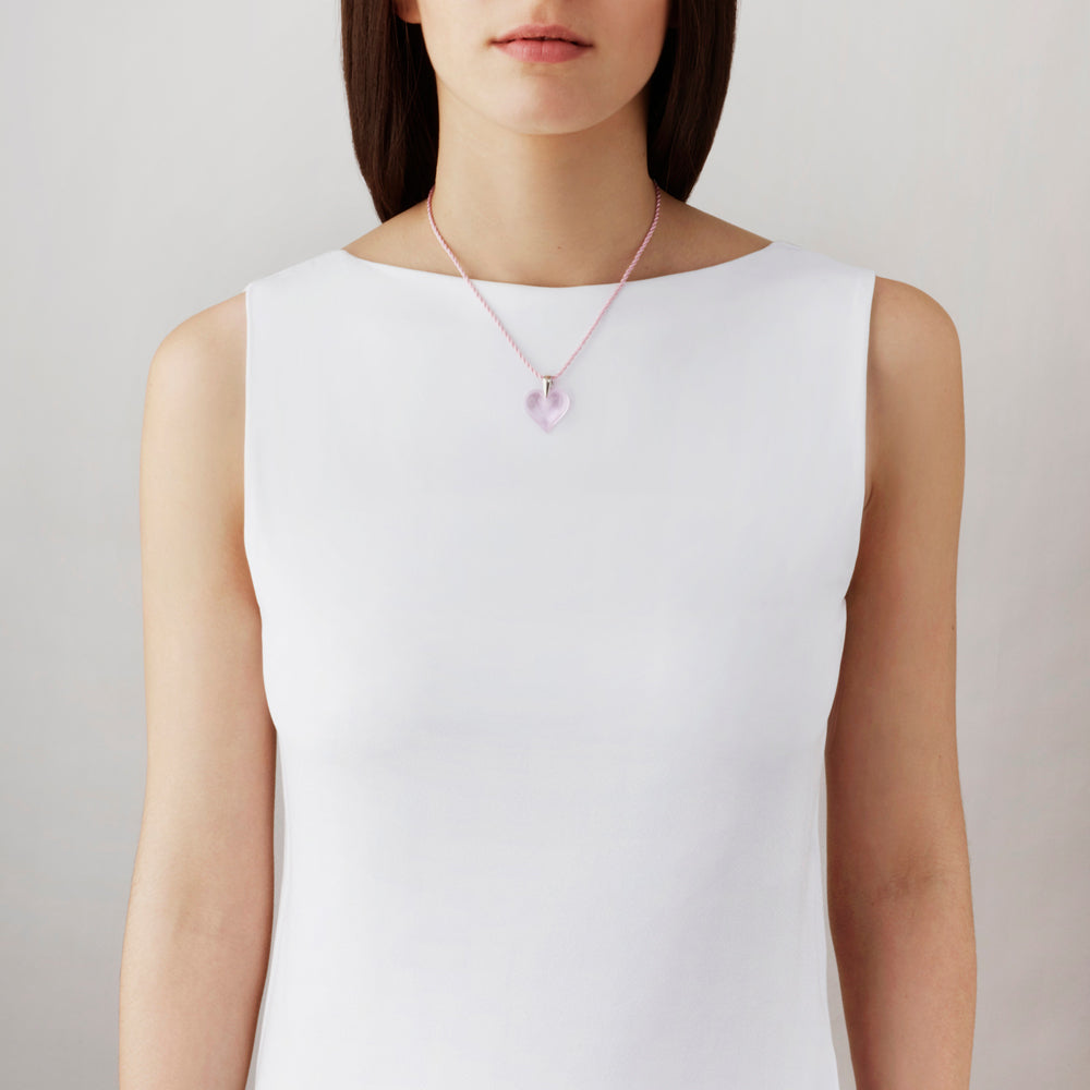 Lalique Pendant - Amoureuse Beaucoup - Pink/Silver