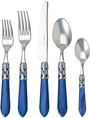 Vietri Flatware: Aladdin Brilliant 5 Piece Place Setting - Blue