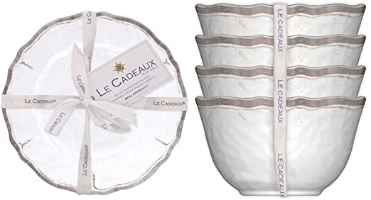 Le Cadeaux Rustica Antique White Melamine Set of 4 Dessert Bowls