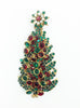 Miriam Haskell Red & Green Crystal Christmas Tree Brooch