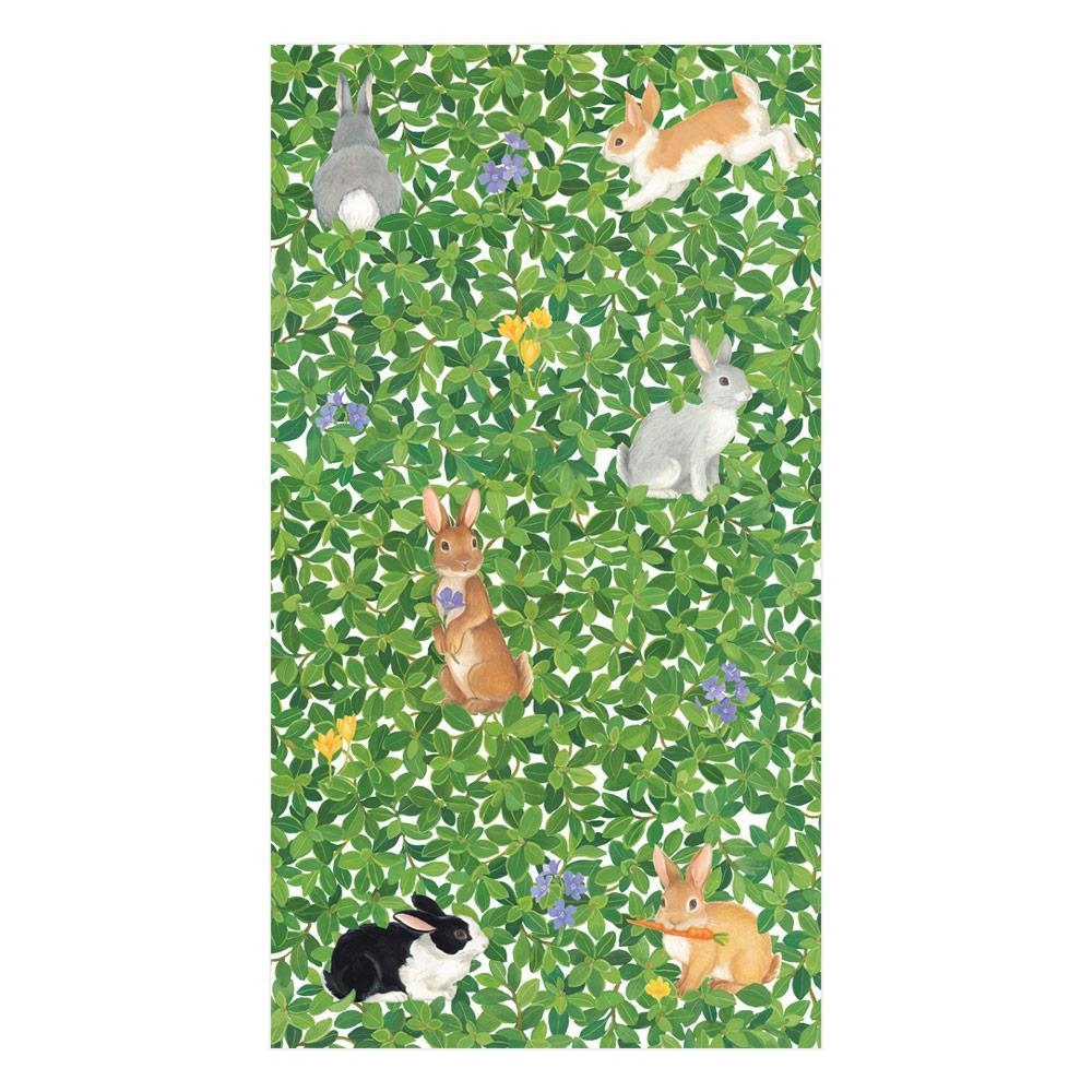 Caspari Guest Towels: Bunnies & Boxwood