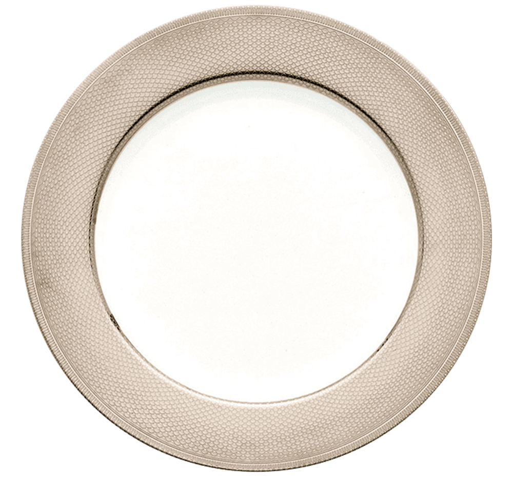 Christofle Guilloché Charger, Porcelain Platinum-Finish