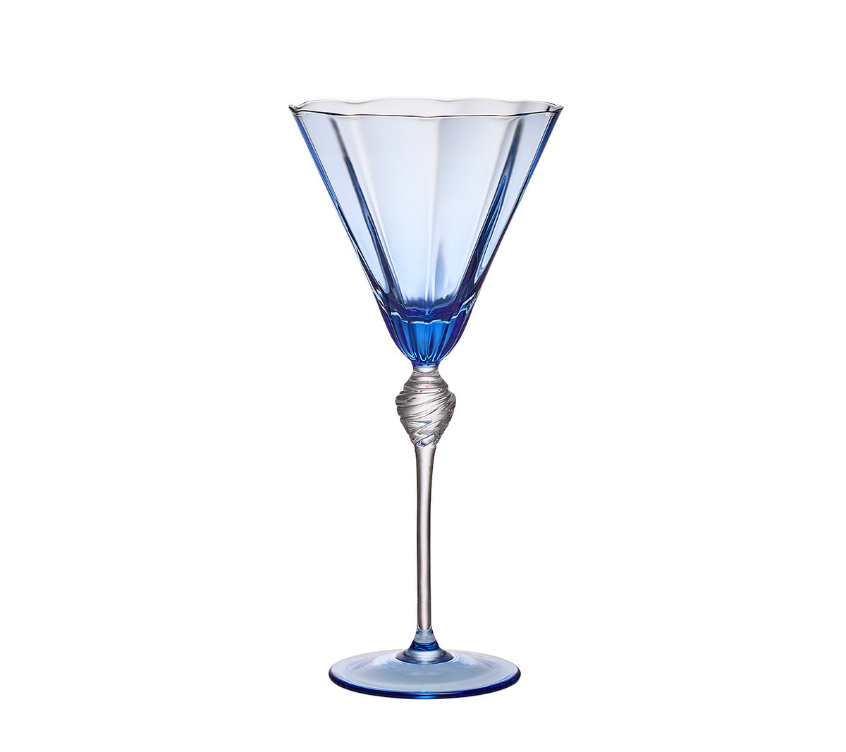 Kim Seybert Glass: Daphne Wine Glass in Blue, Set of 4