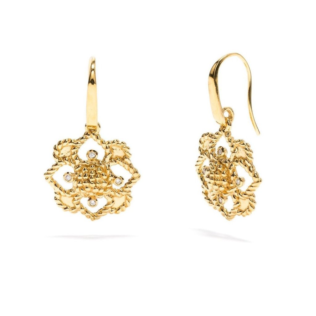Daisy Drop Earrings, CZ Diamond