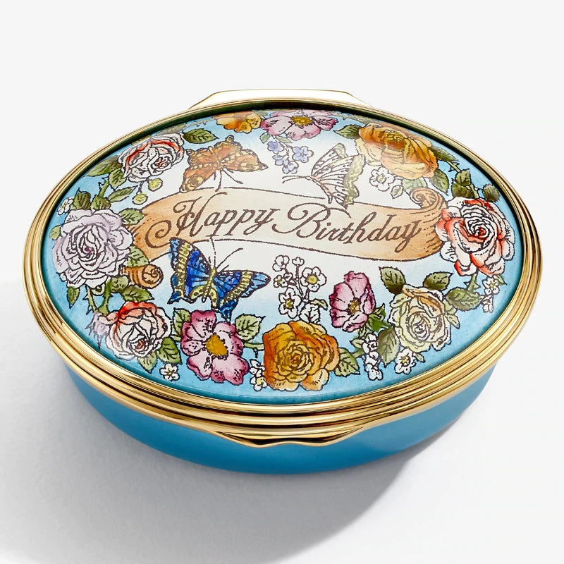 Halcyon Days Enamel Box - Happy Birthday – Coast 2 Coast Collection