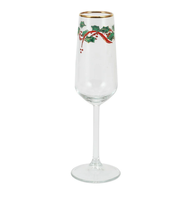 Vietri Holly Champagne Glass