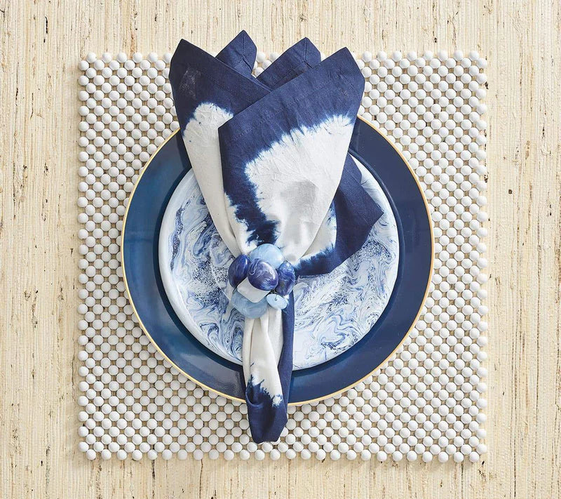 Kim Seybert Napkin Rings: Sea Stone in Navy, Set of 4