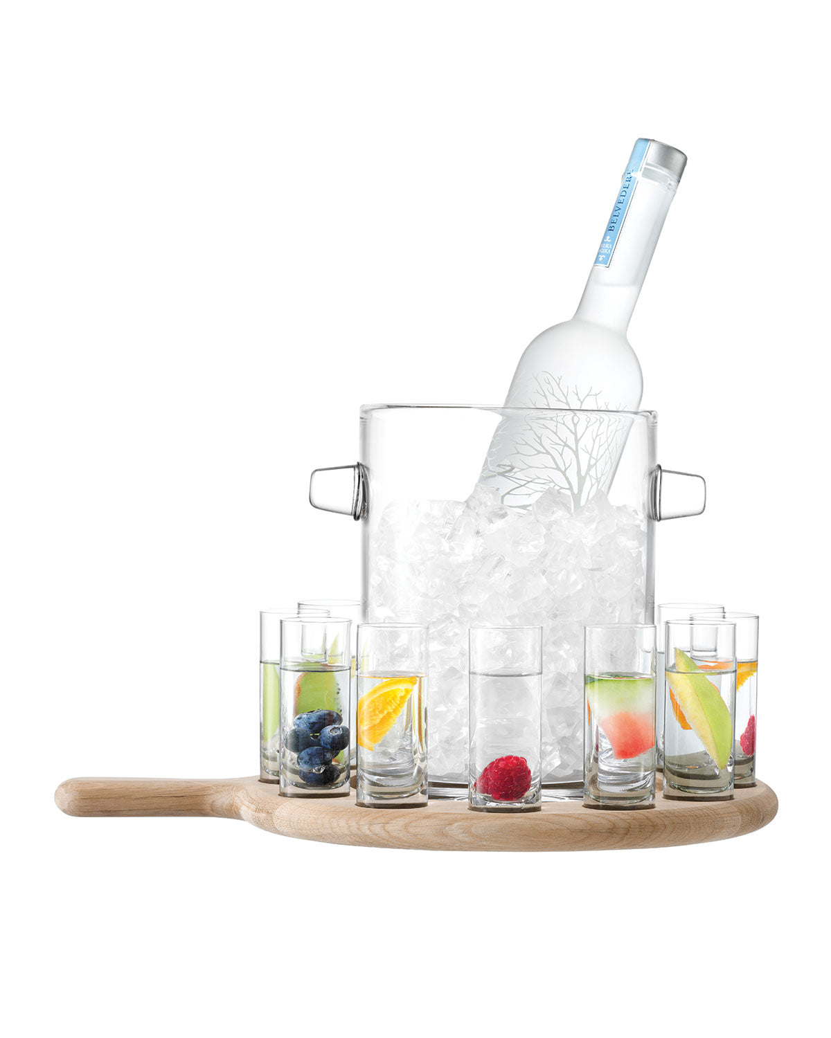 LSA Vodka Serving Set and Oak Paddle