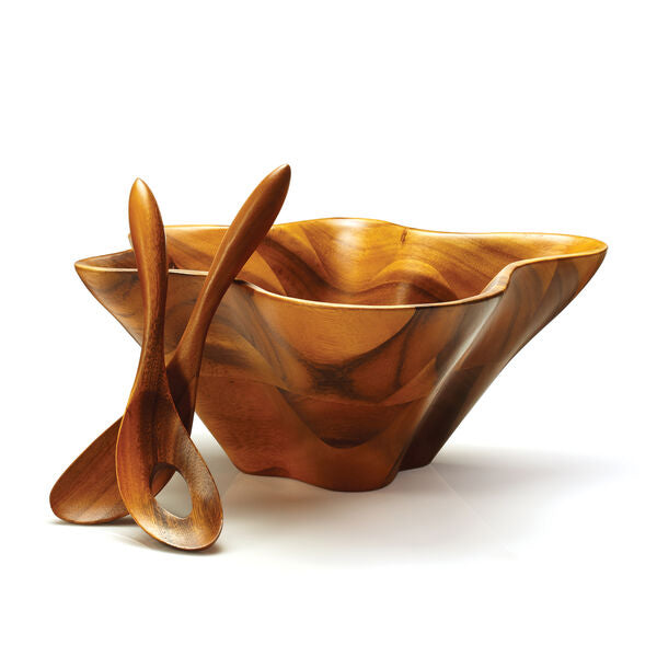 Nambe Oceana Coral Salad Bowl with Servers