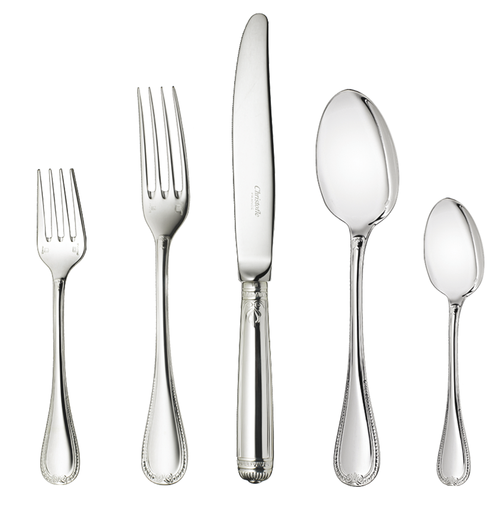 Christofle Malmaison Flatware: 5-Piece Set, Silver-Plated