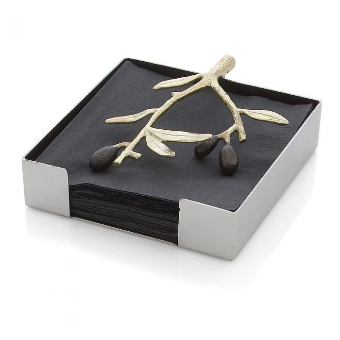 Michael Aram Olive Branch Gold Cocktail Napkin Holder